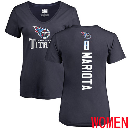 Tennessee Titans Navy Blue Women Marcus Mariota Backer NFL Football #8 T Shirt->women nfl jersey->Women Jersey